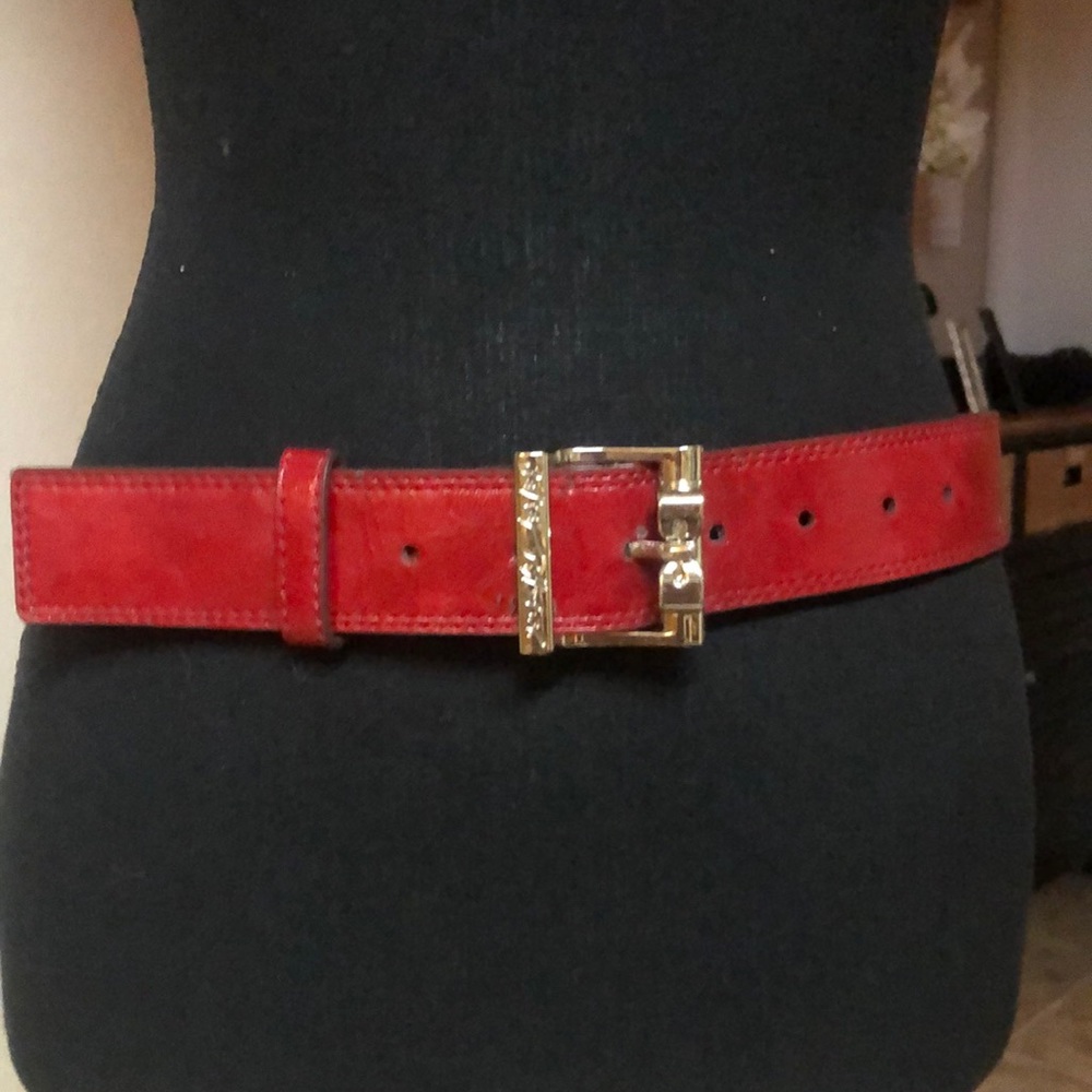 Betsey Johnson Red Belt with Gold Buckle